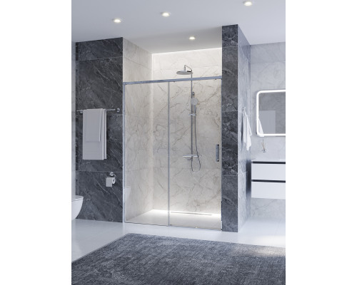 Душевая дверь CEZARES PLANE-BF-1-140-C-CR, 140х195, профиль хром глянцевый, стекло прозрачное