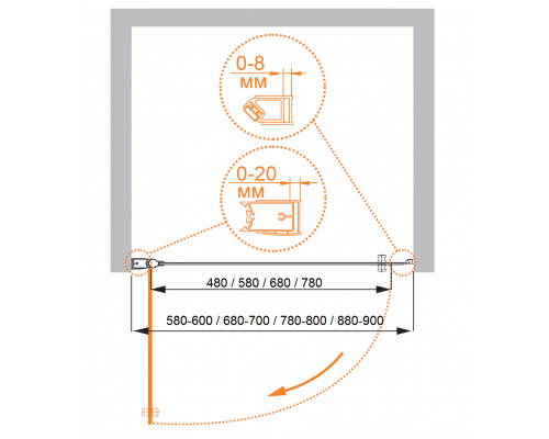 Душевая дверь в нишу CEZARES ELENA-W-B-1-60-C-Cr