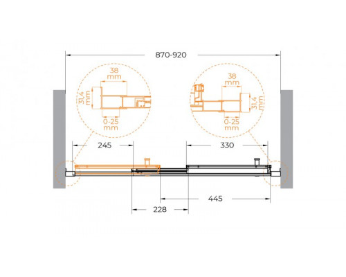 Душевая дверь в нишу CEZARES MOLVENO-BF-3-90-C-GM-IV