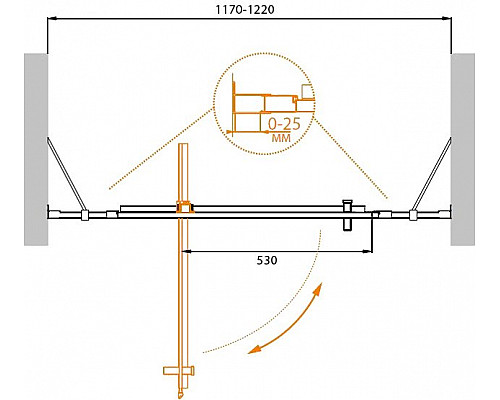 Душевая дверь в нишу CEZARES MOLVENO-BA-12-80+40-C-Cr-IV