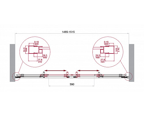 Душевая дверь в нишу BelBagno LUCE-BF-2-150-C-Cr