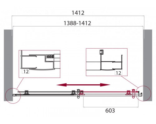 Душевая дверь в нишу BelBagno UNO-195-BF-1-140-C-Cr