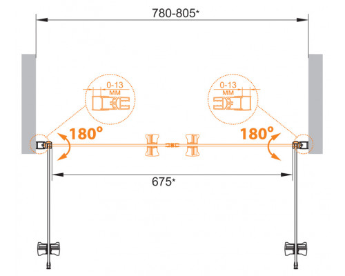 Душевая дверь в нишу CEZARES ECO-O-B-2-80-C-Cr