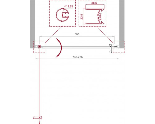 Душевая дверь в нишу BelBagno UNO-B-1-75-P-Cr