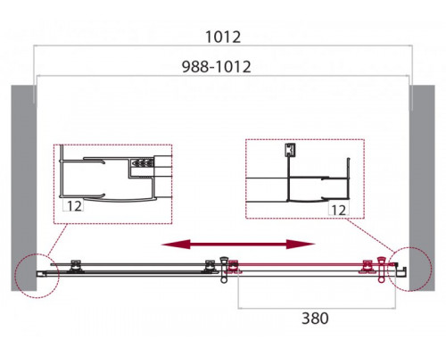 Душевая дверь в нишу BelBagno UNO-195-BF-1-100-C-Cr