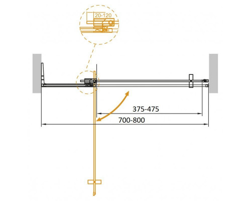 Душевая дверь в нишу CEZARES SLIDER-B-1-70/80-C-NERO
