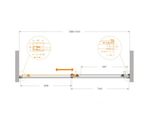 Душевая дверь CEZARES PLANE-BF-1-140-C-GM, 140х195, профиль оружейная сталь, стекло прозрачное