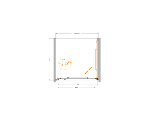 Душевая дверь CEZARES LUX-B-FS-1-100-C-GM, 100 см, профиль оружейная сталь, стекло прозрачное