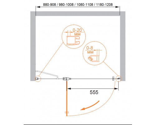Душевая дверь в нишу CEZARES ELENA-W-B-12-120-C-Cr