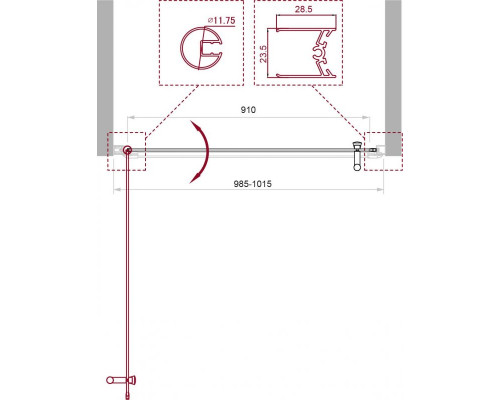 Душевая дверь в нишу BelBagno UNO-B-1-100-C-Cr