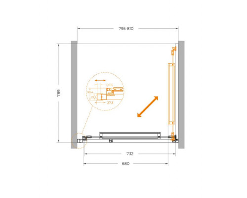 Душевая дверь CEZARES LUX-B-FS-1-80-C-CR, 80 см, профиль глянцевый хром, стекло прозрачное