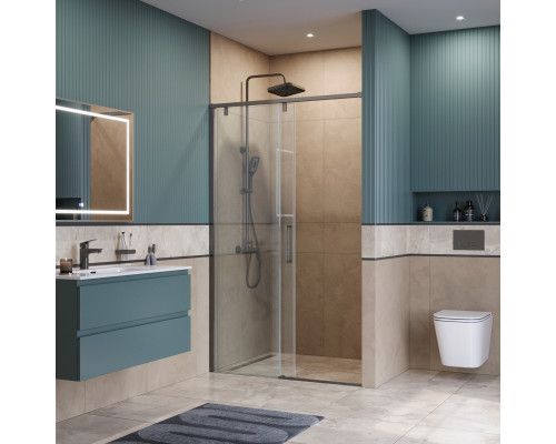 Душевая дверь в нишу BelBagno SOFT_CLOSE-1-BF-1-110-C-GM профиль оружейная сталь, стекло прозрачное