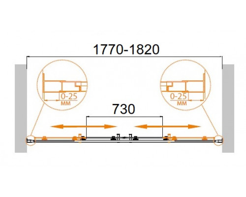 Душевая дверь в нишу CEZARES MOLVENO-BF-2-180-P-Cr