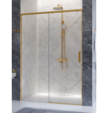 Душевая дверь CEZARES PLANE-BF-1-130-C-BORO, 130х195, профиль брашированное золото, стекло прозрачное