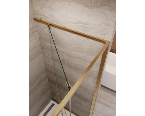 Душевая дверь CEZARES LUX-B-FS-11-120-C-BORO, 120 см, профиль брашированное золото, стекло прозрачное