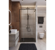 Душевая дверь CEZARES LUX-B-FS-11-100-C-GM, 100 смЮ профиль оружейная сталь, стекло прозрачное