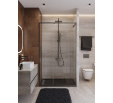 Душевая дверь CEZARES LUX-B-FS-11-120-C-GM, 120 см, профиль оружейная сталь, стекло прозрачное