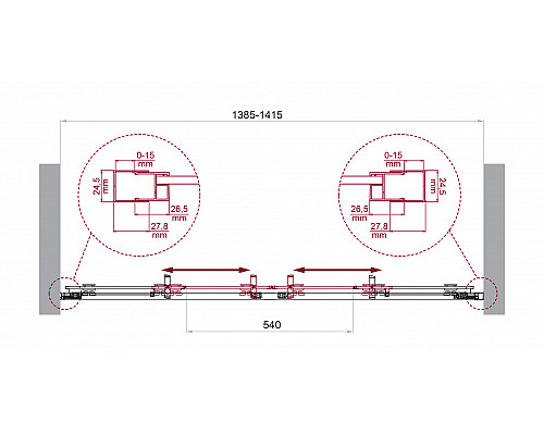 Душевая дверь в нишу BelBagno LUCE-BF-2-140-C-Cr