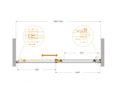 Душевая дверь CEZARES PLANE-BF-1-120-C-GM, 120х195, профиль оружейная сталь, стекло прозрачное