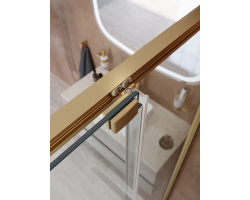 Душевая дверь CEZARES LUX-B-FS-11-120-C-BORO, 120 см, профиль брашированное золото, стекло прозрачное