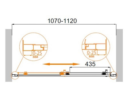 Душевая дверь в нишу CEZARES MOLVENO-BF-1-110-C-Cr-IV