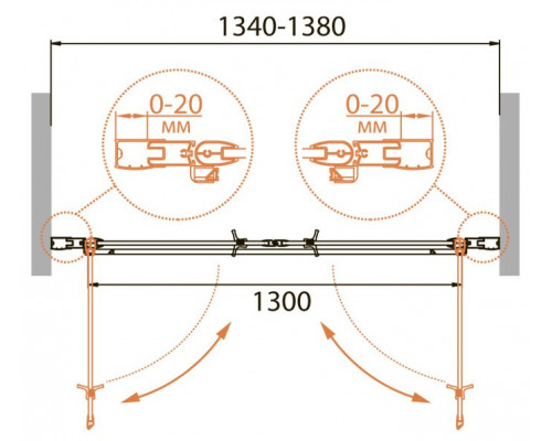 Душевая дверь в нишу CEZARES RELAX-B-2-140-C-Bi