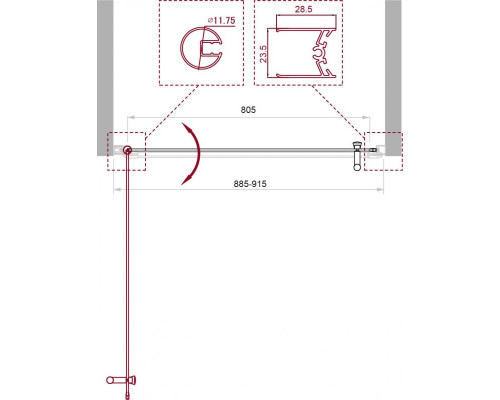Душевая дверь в нишу BelBagno UNO-B-1-90-P-Cr