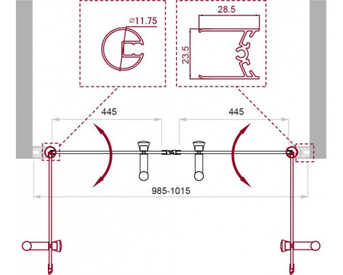 Душевая дверь в нишу BelBagno UNO-B-2-100-C-Cr