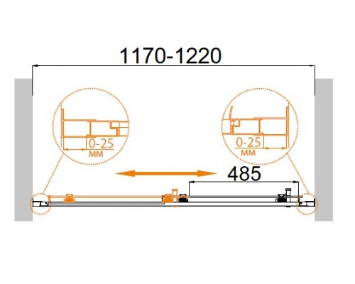 Душевая дверь в нишу CEZARES MOLVENO-BF-1-120-P-Cr