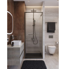 Душевая дверь CEZARES LUX-B-FS-1-80-C-GM, 80 см, профиль оружейная сталь, стекло прозрачное