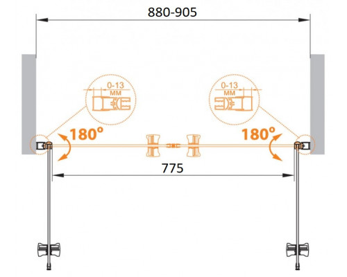 Душевая дверь в нишу CEZARES ECO-O-B-2-90-C-Cr