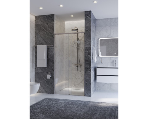 Душевая дверь CEZARES PLANE-BF-1-100-C-IN, 100х195, профиль сатин матовый, стекло прозрачное