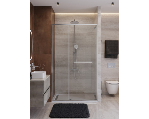 Душевая дверь CEZARES LUX-B-FS-11-130-C-CR, 130 см, профиль хром глянцевый, стекло прозрачное