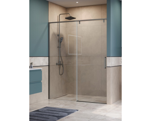 Душевая дверь в нишу BelBagno SOFT_CLOSE-1-BF-1-150-C-GM профиль оружейная сталь, стекло прозрачное