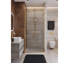 Душевая дверь CEZARES LUX-B-FS-1-90-C-BORO, 90 см, профиль брашированное золото, стекло прозрачное