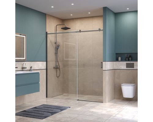 Душевая дверь в нишу BelBagno SOFT_CLOSE-2-BF-1-180-C-GM профиль оружейная сталь, стекло прозрачное