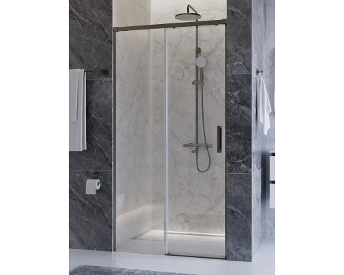 Душевая дверь CEZARES PLANE-BF-1-100-C-GM, 100х195, профиль оружейная сталь, стекло прозрачное