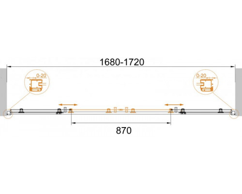 Душевая дверь в нишу CEZARES ANIMA-W-BF-2-170-P-Cr