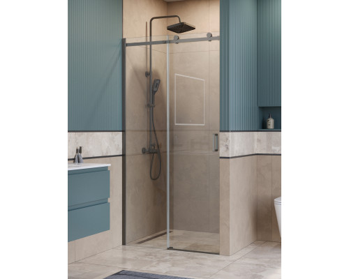 Душевая дверь в нишу BelBagno SOFT_CLOSE-2-BF-1-100-C-GM профиль оружейная сталь, стекло прозрачное
