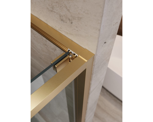 Душевая дверь CEZARES LUX-B-FS-1-100-C-BORO, 100 см, профиль брашированное золото, стекло прозрачное