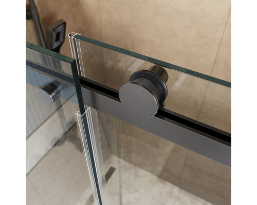 Душевая дверь в нишу BelBagno SOFT_CLOSE-2-BF-1-140-C-GM профиль оружейная сталь, стекло прозрачное