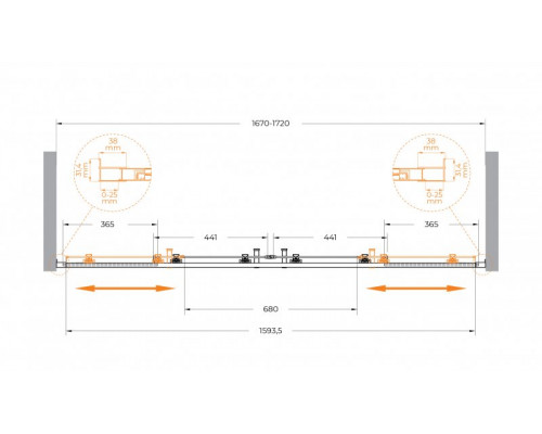 Душевая дверь в нишу CEZARES MOLVENO-BF-2-170-C-GM-IV