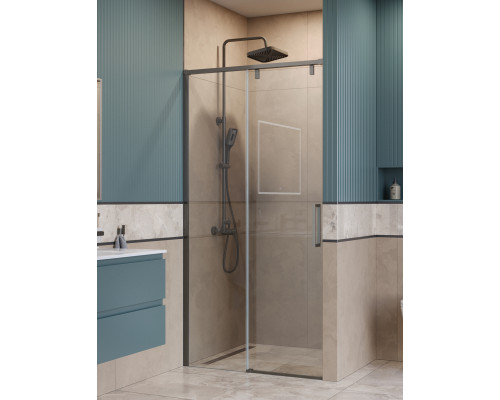 Душевая дверь в нишу BelBagno SOFT_CLOSE-1-BF-1-100-C-GM профиль оружейная сталь, стекло прозрачное