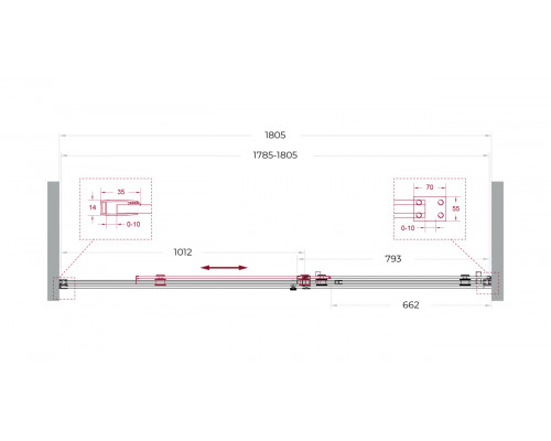 Душевая дверь в нишу BelBagno SOFT_CLOSE-2-BF-1-180-C-Cr профиль хром, стекло прозрачное