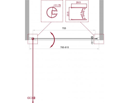 Душевая дверь в нишу BelBagno UNO-B-1-80-P-Cr