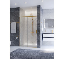 Душевая дверь CEZARES PLANE-BF-1-110-C-BORO, 110х195, профиль брашированное золото, стекло прозрачное