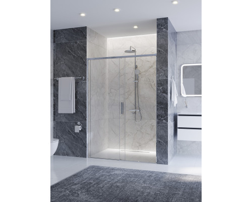 Душевая дверь CEZARES PLANE-BF-1-140-C-CR, 140х195, профиль хром глянцевый, стекло прозрачное