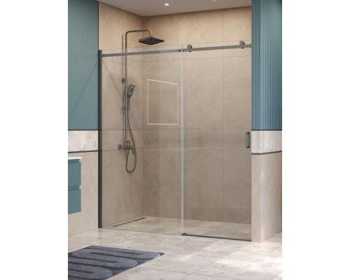 Душевая дверь в нишу BelBagno SOFT_CLOSE-2-BF-1-180-C-GM профиль оружейная сталь, стекло прозрачное