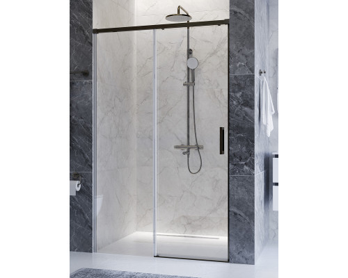 Душевая дверь CEZARES PLANE-BF-1-110-C-GM, 110х195, профиль оружейная сталь, стекло прозрачное