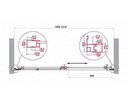 Душевая дверь в нишу BelBagno LUCE-BF-1-140-C-Cr